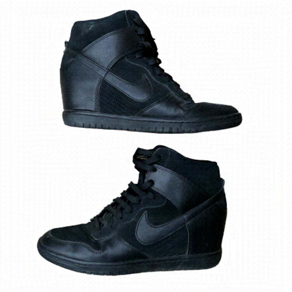 RARE 2013 Nike Dunk Sky High Black Hidden Wedge Heel Size 10